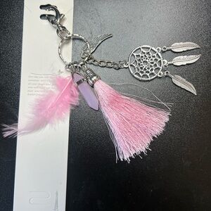 Silver and Pink Dreamcatcher Key Holder